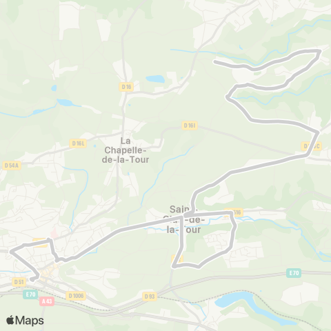 ARA Cars Région Isère - Scolaire Faverges-la Tour du Pin map