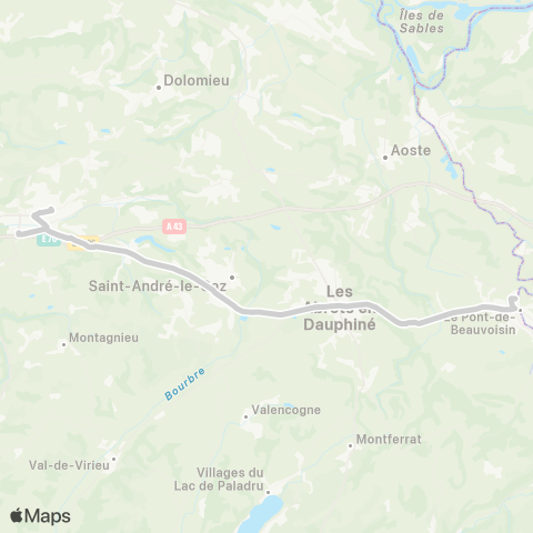 ARA Cars Région Isère - Scolaire Pont de Beauvoisin-la Tour du Pin map