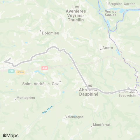 ARA Cars Région Isère - Scolaire La T. Pin-St Didier-Pont de Beauvoisin map