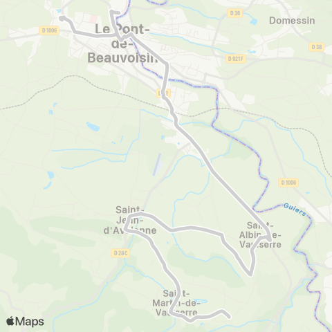 ARA Cars Région Isère - Scolaire Velanne-Pont de Beauvoisin map