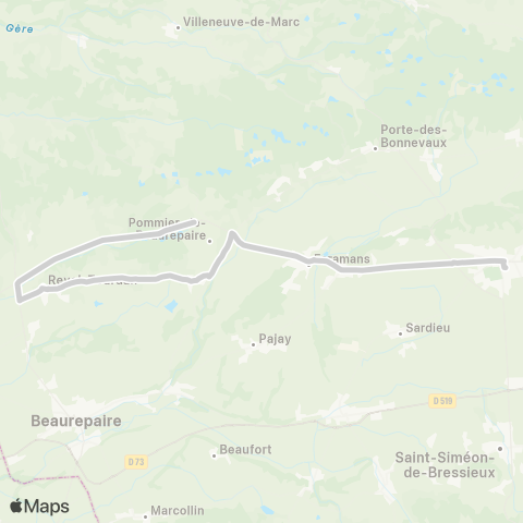 ARA Cars Région Isère - Scolaire Primarette-Pommier-la Cote St Andre map