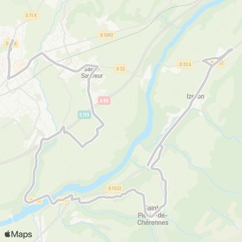 ARA Cars Région Isère - Scolaire St Pierre-Izeron-St Sauveur-St Marcellin map