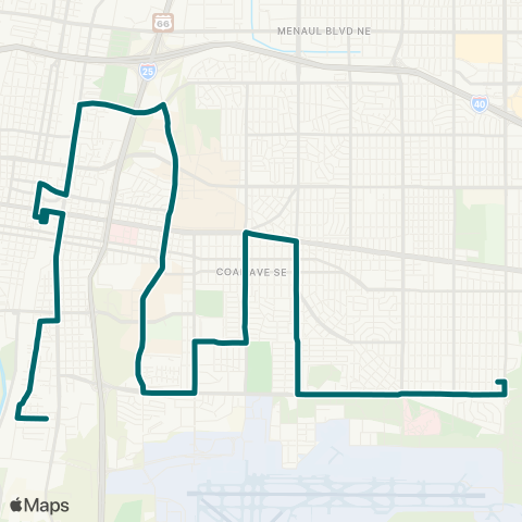 ABQ RIDE University / Gibson / Broadway map