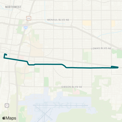 ABQ RIDE Zuni Express map