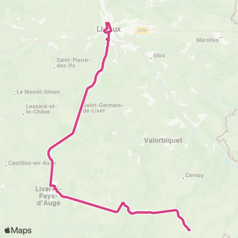 Astrobus Livarot / Meulles - Lisieux map