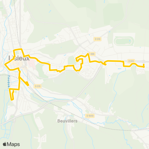 Astrobus Lisieux Folletière - Lisieux Gare SNCF map