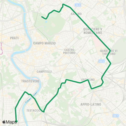 ATAC Valle Giulia - Stazione Trastevere map