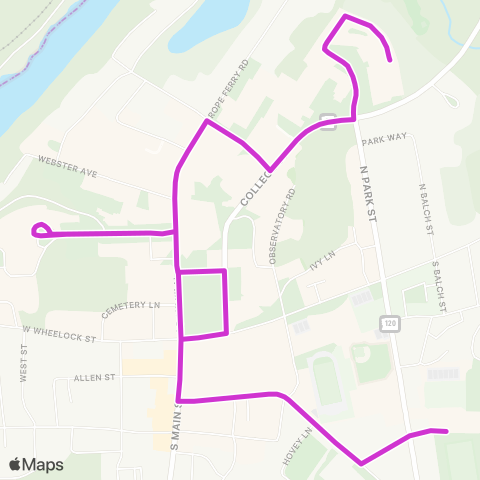 Advance Transit Dartmouth-Hanover Downtown Shuttle map