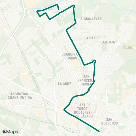 Autobús Urbanos - Alsa Modesto Cendoya - Joaquina Eguaras - Triunfo map