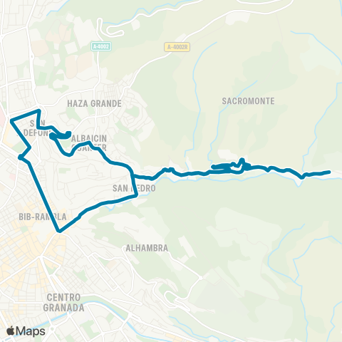 Autobús Urbanos - Alsa Centro - Sacromonte map