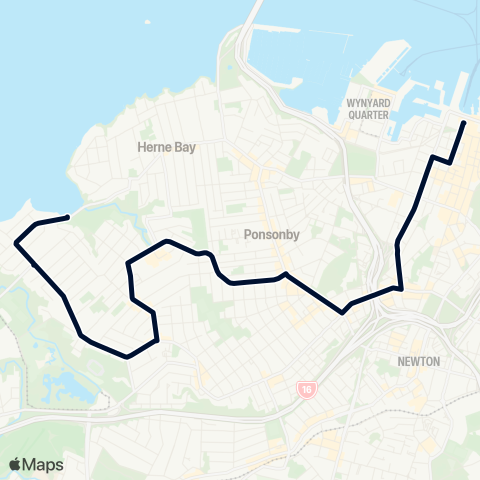 Auckland Transport 105 map