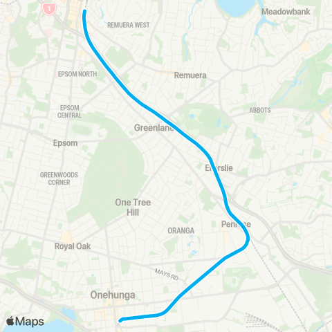 Auckland Transport Onehunga Line map