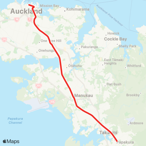 Auckland Transport Southern Line map