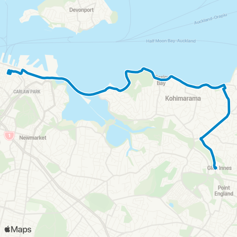 Link Bus TāmakiLink map