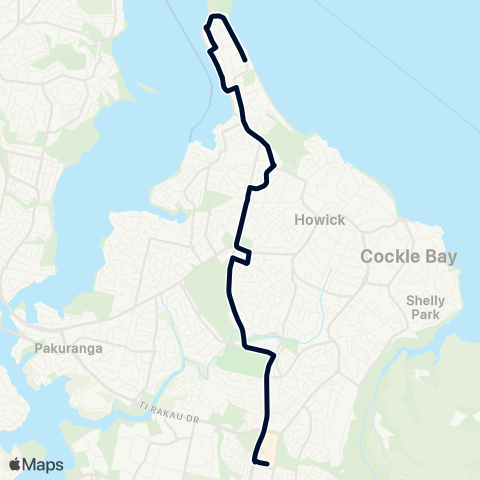 Auckland Transport 733 map