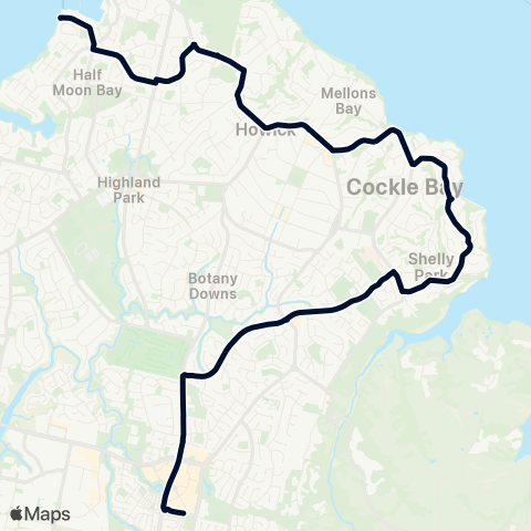 Auckland Transport 735 map