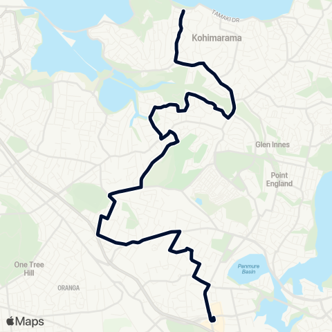 Auckland Transport 782 map