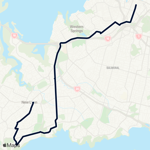 Auckland Transport 195 map