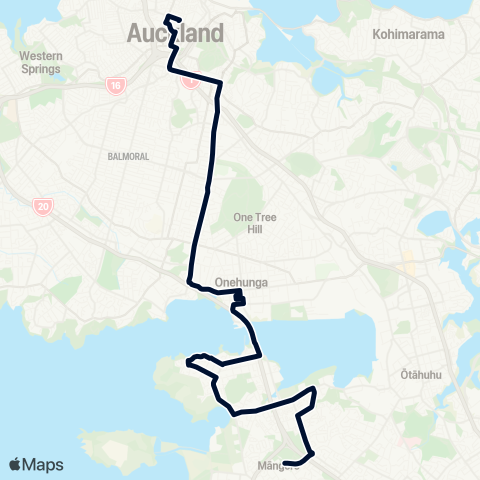 Auckland Transport 309 map