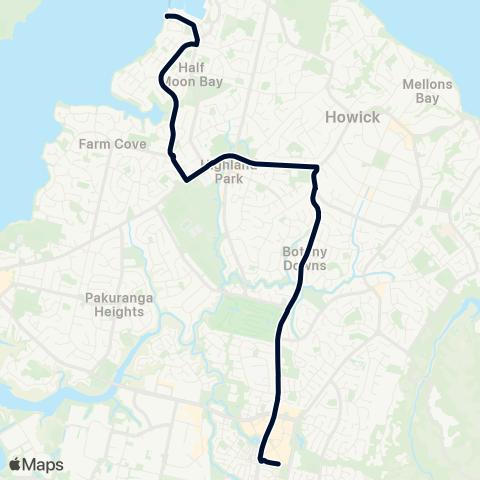 Auckland Transport 734 map