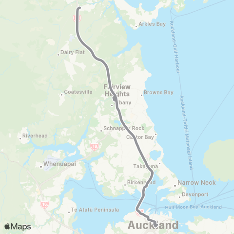 Auckland Transport NX2 map