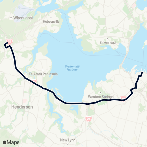 Auckland Transport WX1 map