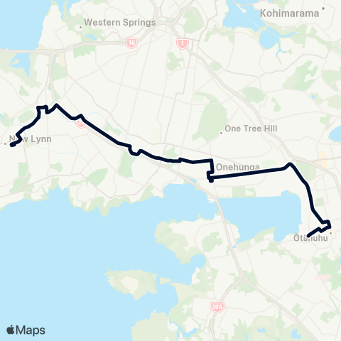 Auckland Transport 67A map