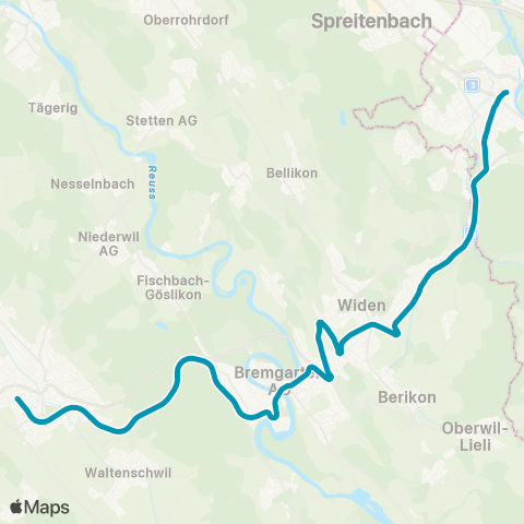 Aargau Verkehr Dietikon - Wohlen AG map