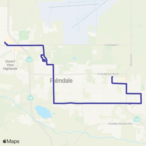 AVTA East / West Palmdale via Avenue S map