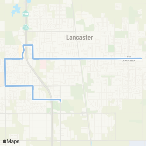 AVTA East / West Lancaster via Avenue J map