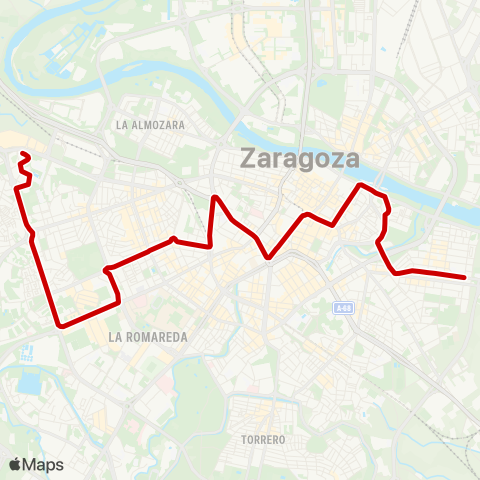 Transporte Urbano de Zaragoza Las Fuentes - Bombarda map