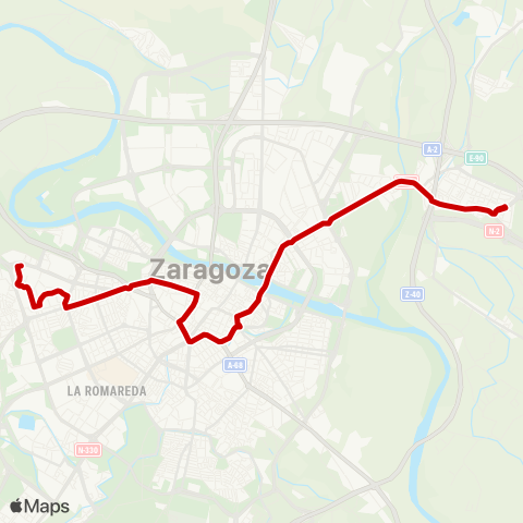 Transporte Urbano de Zaragoza Santa Isabel - Bombarda map