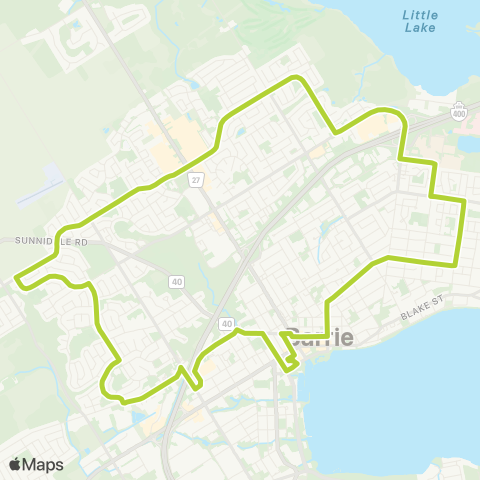 Barrie Transit North Loop map