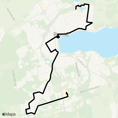 Barrie Transit Crosstown / Essa map