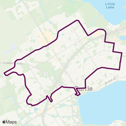 Barrie Transit North Loop map