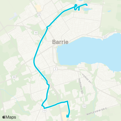 Barrie Transit Express map