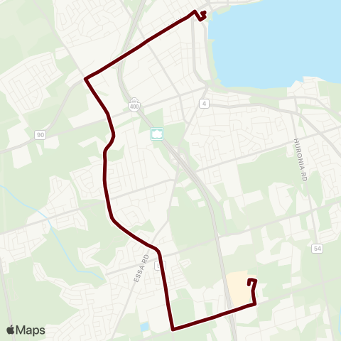 Barrie Transit Dunlop / Park Place map