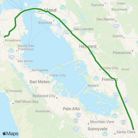 BART Berryessa/North San José - Daly City map