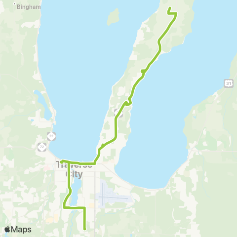 BATA Traverse City to Old Mission Peninsula map