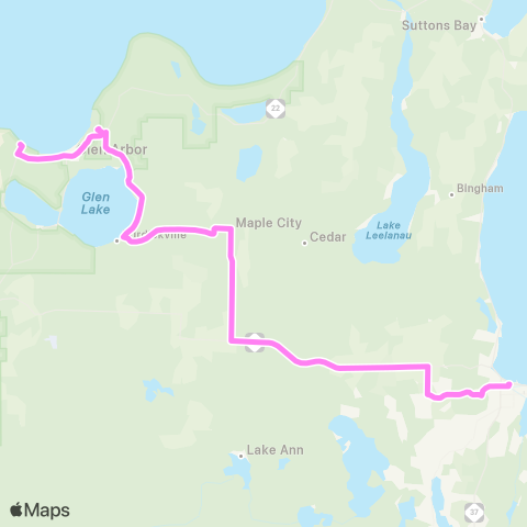 BATA - Leelanau Flex - Traverse City to Glen Arbor map