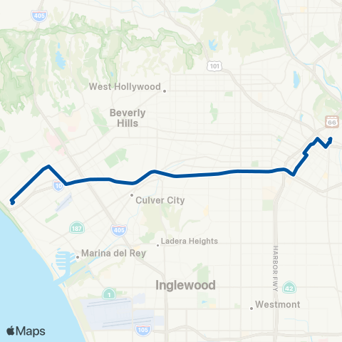 Big Blue Bus Downtown LA Freeway Express map