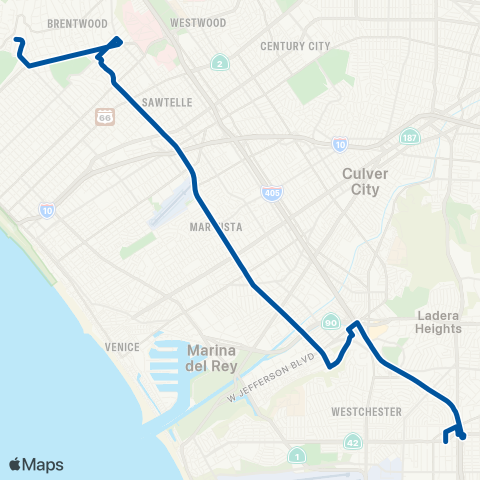 Big Blue Bus Bundy Dr & Centinela Ave map