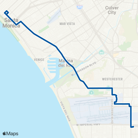 Big Blue Bus Lincoln Blvd / LAX Rapid map