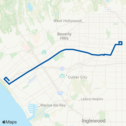 Big Blue Bus Pico Blvd Rapid map