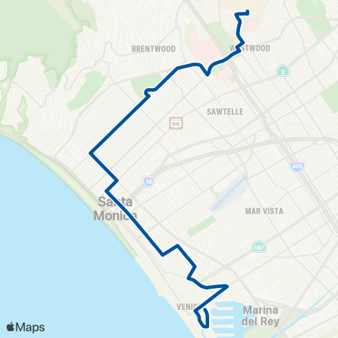 Big Blue Bus UCLA - Marina Del Rey map