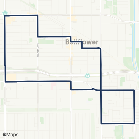 Bellflower Bus South Route map