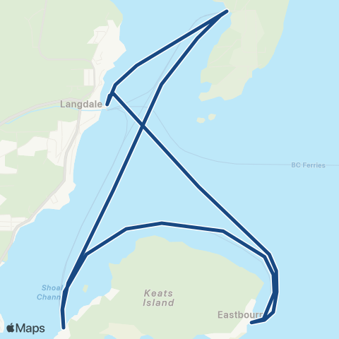 BC Ferries Langdale to Gambier Island & Keats Island map