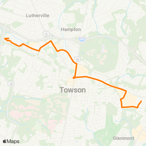 Towson Loop Orange Loop Eastbound map