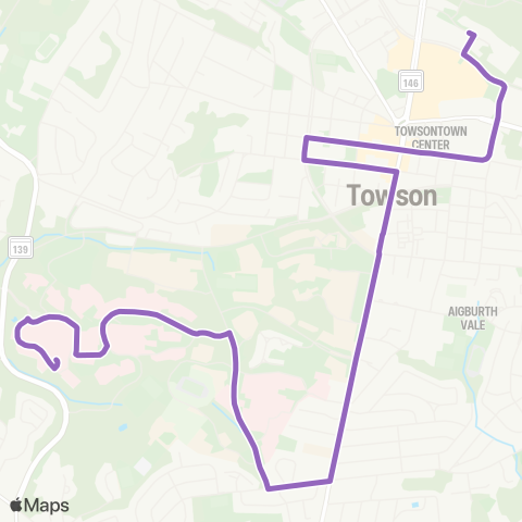 Towson Loop Purple Loop Northbound map