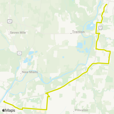 BCRTA R1 - Hamilton / Middletown Shuttle map